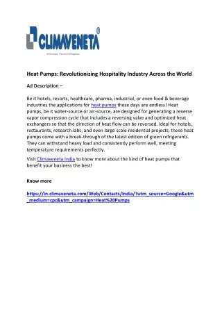 heat pumps revolutionizing hospitality industry