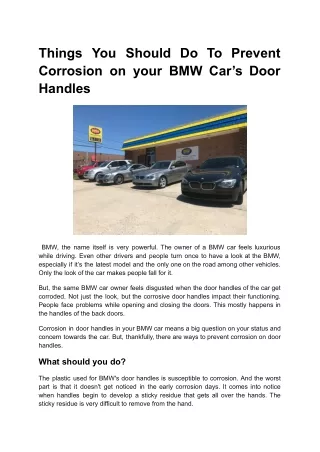 Things You Should Do To Prevent Corrosion on your BMW Car’s Door Handles
