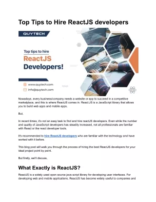 top tips to hire reactjs developers