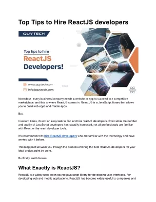 Tips to hire ReactJS developers