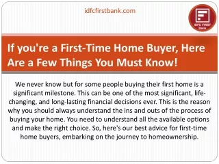 If you're a First-Time Home Buyer, Here Are a Few Things You Must Know!