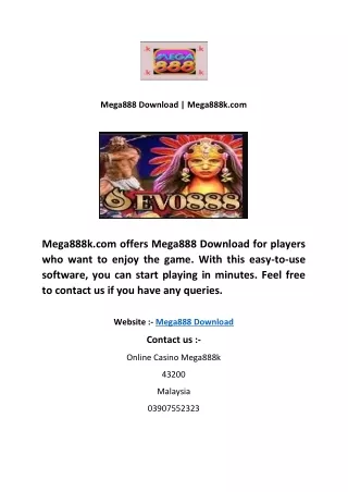 Mega888 Download | Mega888k.com