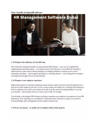four benefits of using hr software