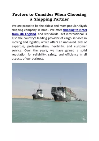 factors to consider when choosing a shipping