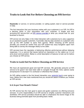 traits to look out for before choosing