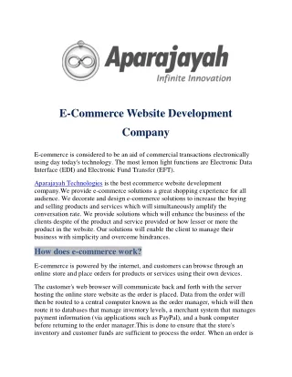 e commerce website development company