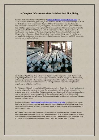 a complete information about stainless steel pipe