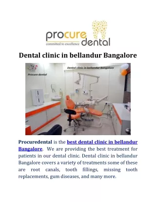 dental clinic in bellandur Bangalore