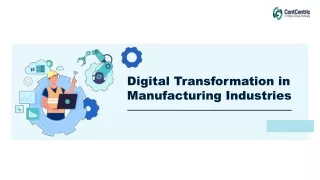 Digital Transformation in Manufaturing Industries