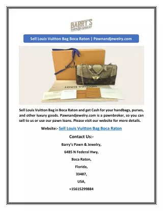 Sell Louis Vuitton Bag Boca Raton | Pawnandjewelry.com
