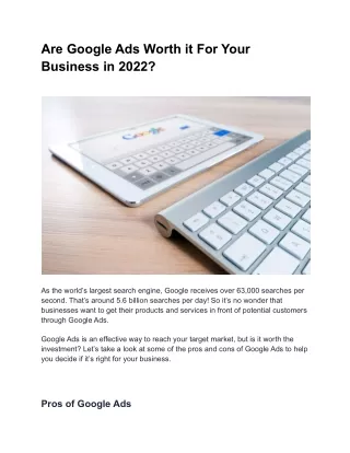 Are Google Ads Worth it For Your Business in 2022