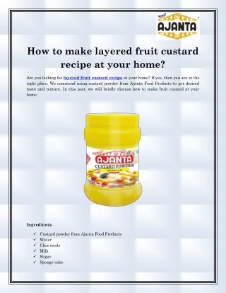 how to make layered fruit custard recipe at your