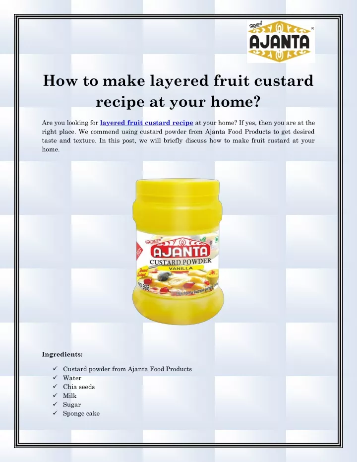 how to make layered fruit custard recipe at your