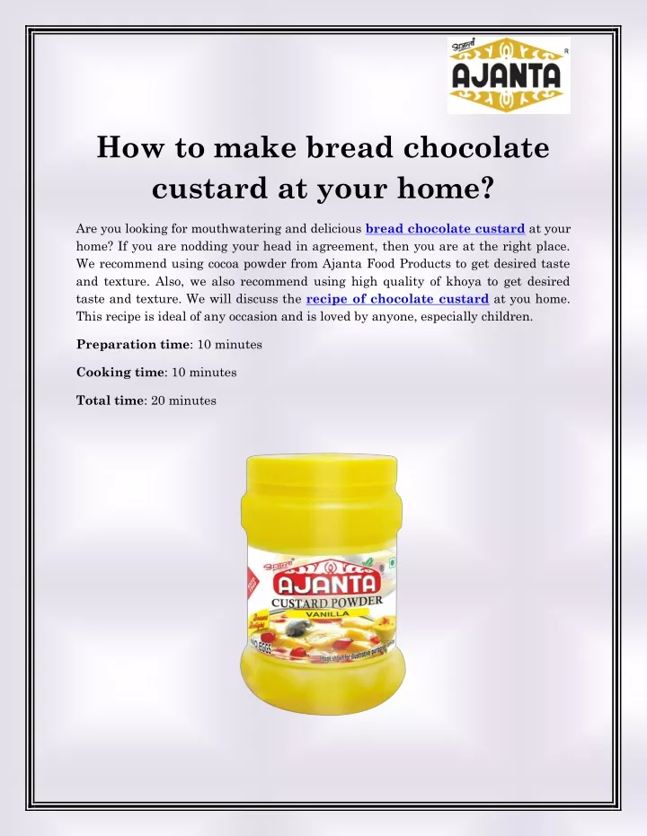 how to make bread chocolate custard at your home