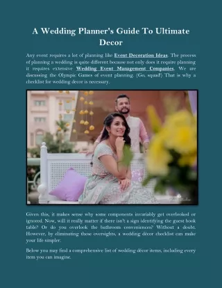 a wedding planner s guide to ultimate decor