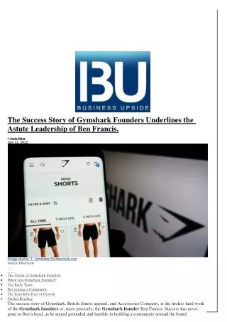 The Success Story of Gymshark Founders Underlines the Astute Leadership of Ben F