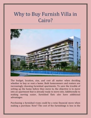 Why to Buy Furnish Villa in Cairo