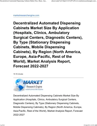 decentralized automated dispensing cabinets