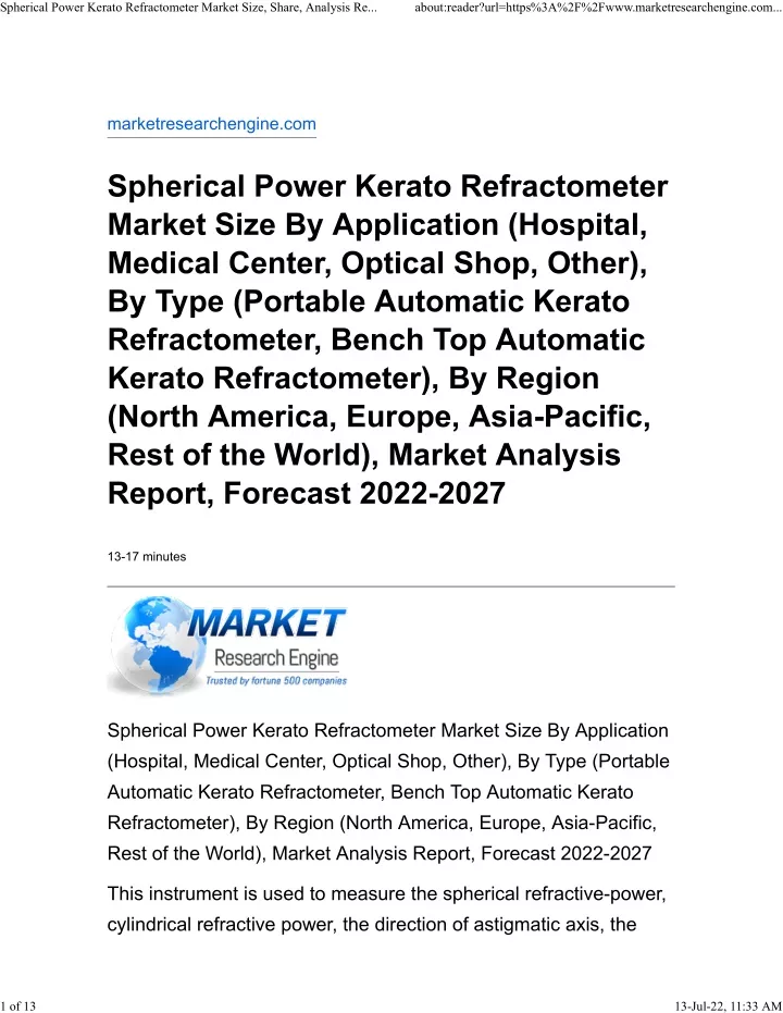 spherical power kerato refractometer market size