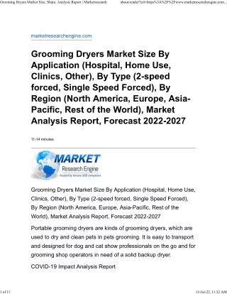 grooming dryers market size share analysis report