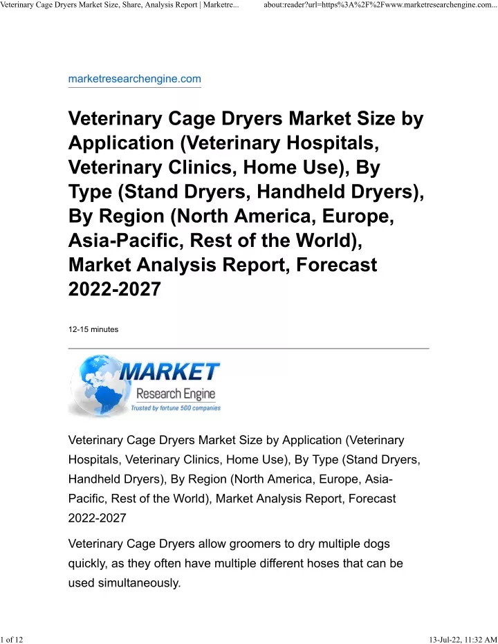 veterinary cage dryers market size share analysis
