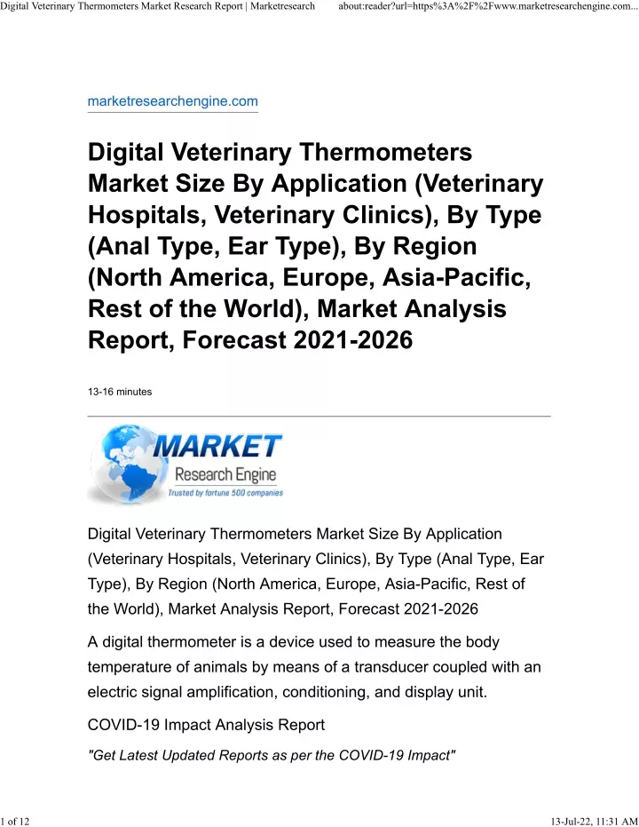 digital veterinary thermometers market research