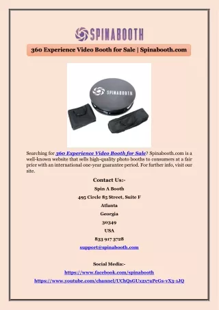 360 experience video booth for sale spinabooth com