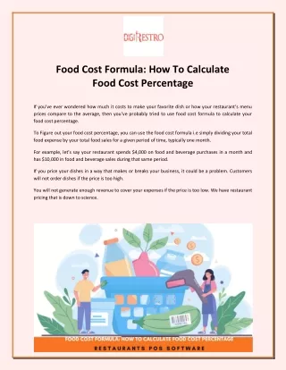Food Cost Formula: How To Calculate Food Cost Percentage