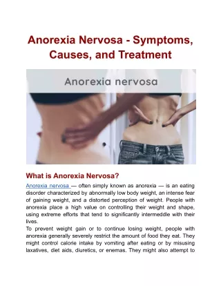 Anorexia Nervosa - Symptoms, Causes, and Treatment