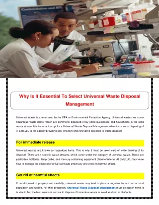 Why Is It Essential To Select Universal Waste Disposal