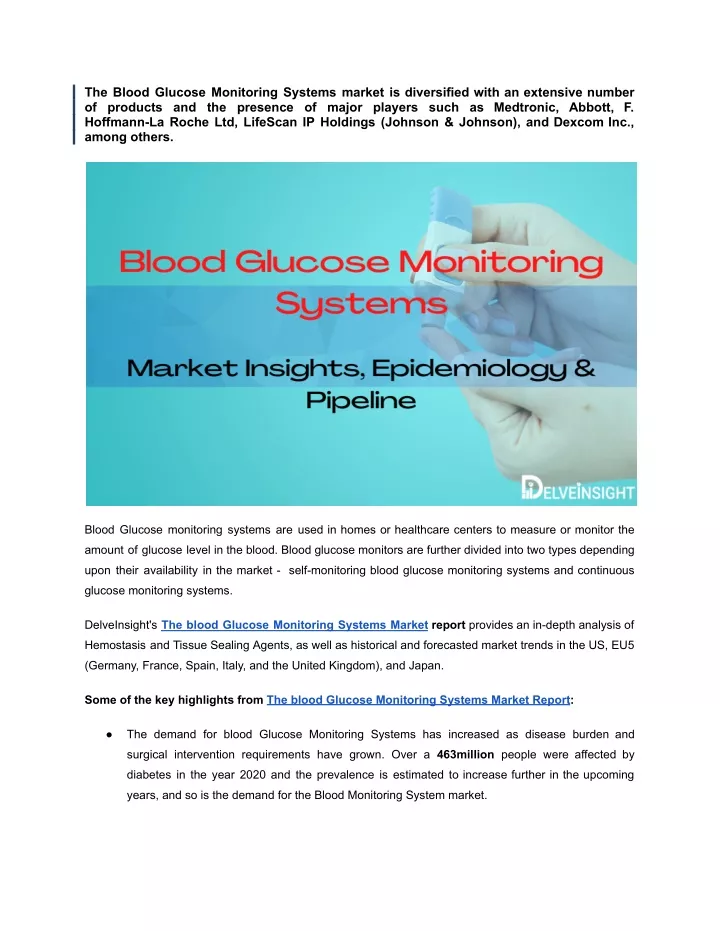 the blood glucose monitoring systems market