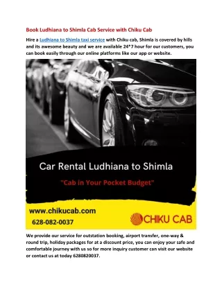 book ludhiana to shimla cab service with chiku cab