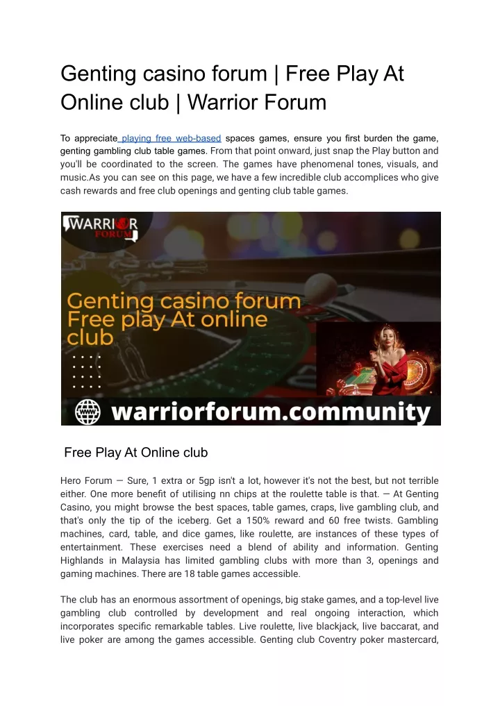 genting casino forum free play at online club