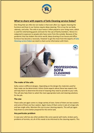 what to share with experts of sofa cleaning