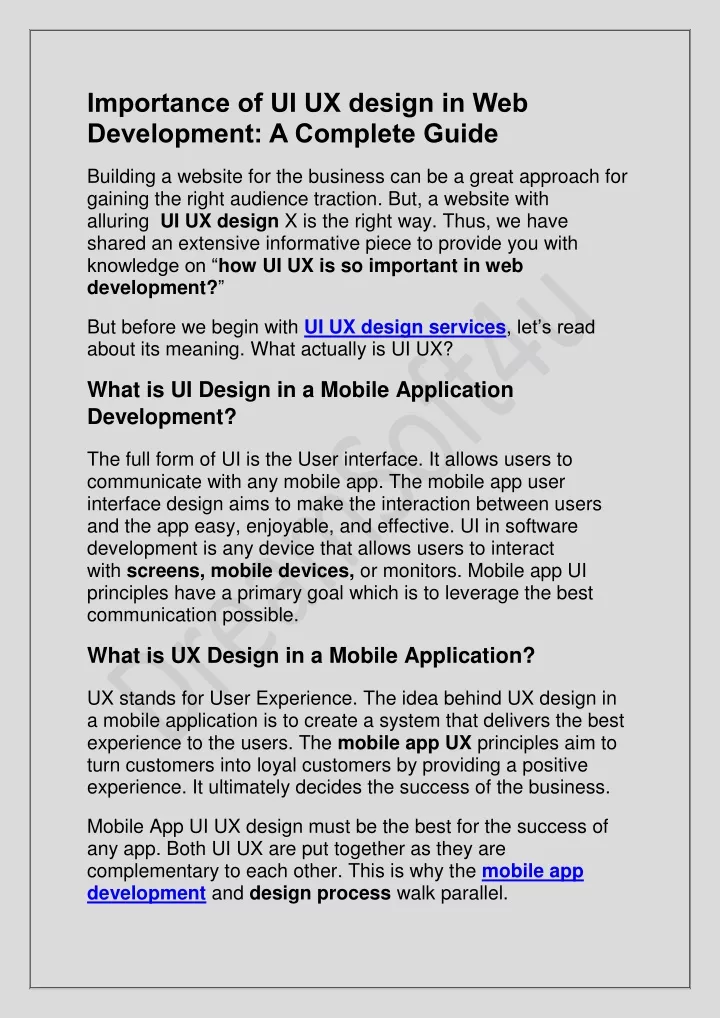 importance of ui ux design in web development