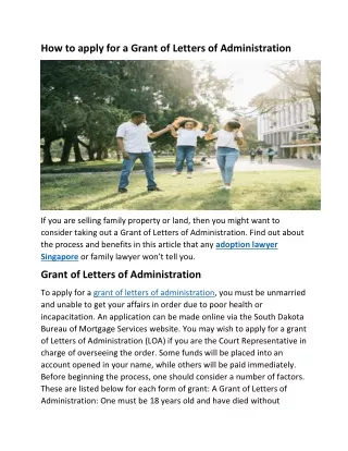 How to apply for a Grant of Letters of Administration