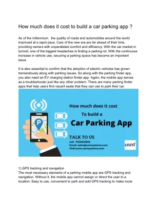 how much does it cost to build a car parking app