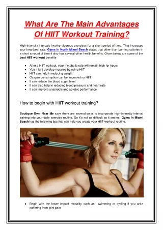 what are the main advantages of hiit workout