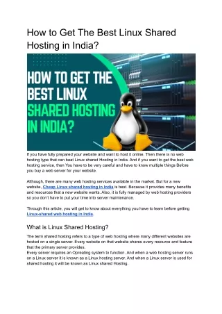 how to get the best linux shared hosting in india