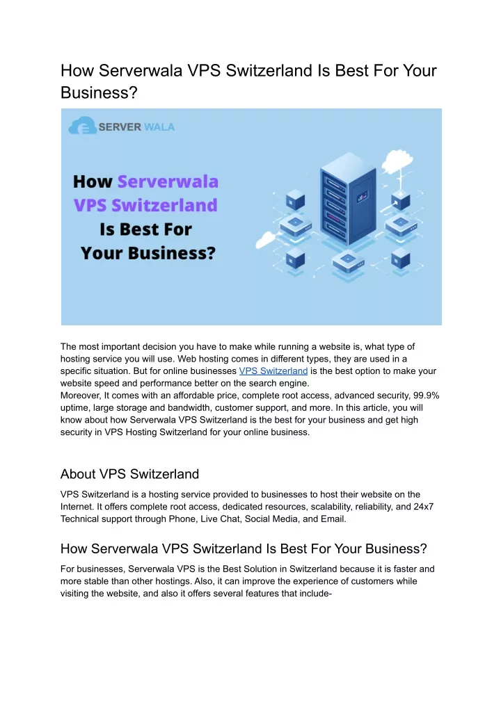 how serverwala vps switzerland is best for your