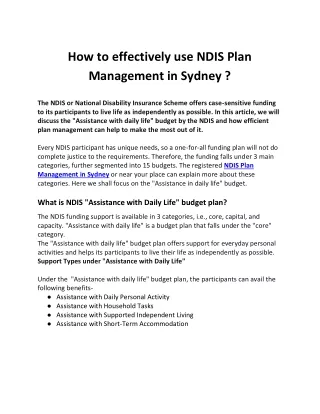 how to effectively use ndis plan management