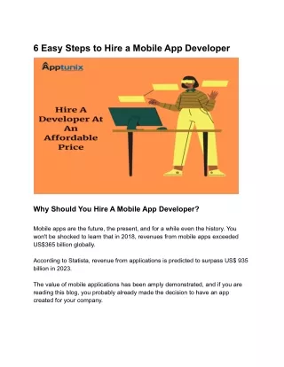 6 Easy Steps to Hire a Mobile App Developer