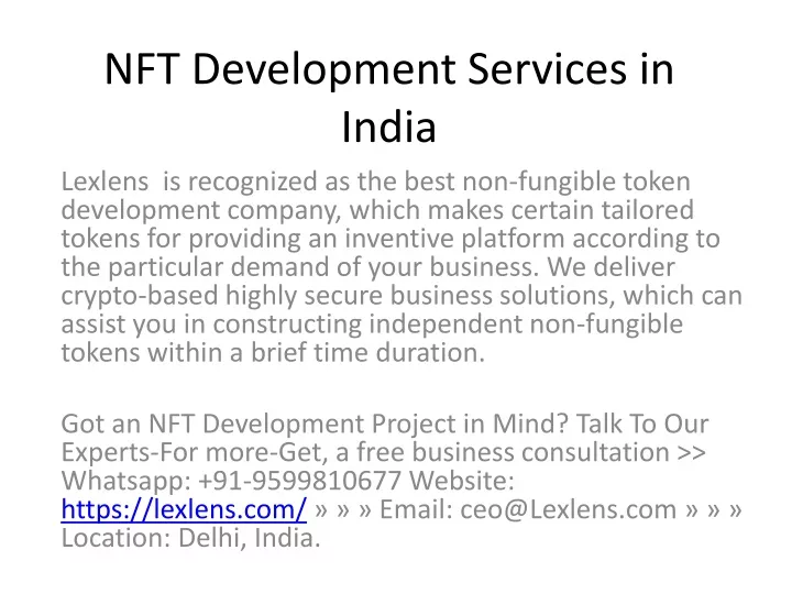 nft development services in india