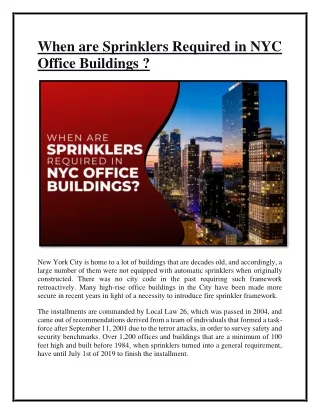 When are Sprinklers Required in NYC Office Buildings