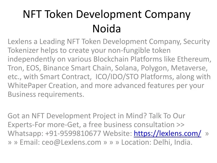 nft token development company noida