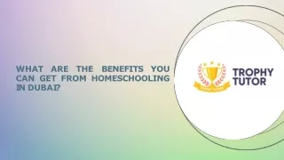 What are the benefits you can get from homeschooling in Dubai ?