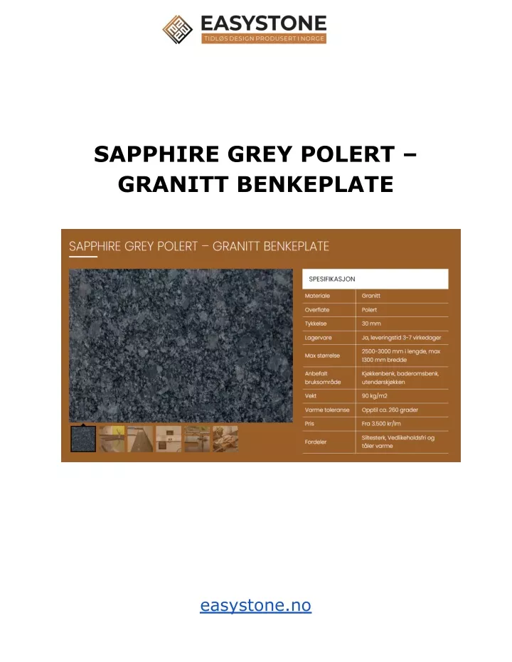 sapphire grey polert granitt benkeplate