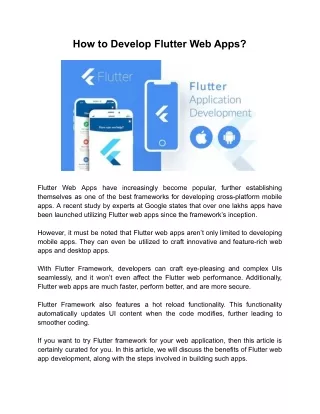 how to develop flutter web apps