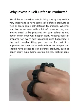 Why Invest in Self-Defence Products?