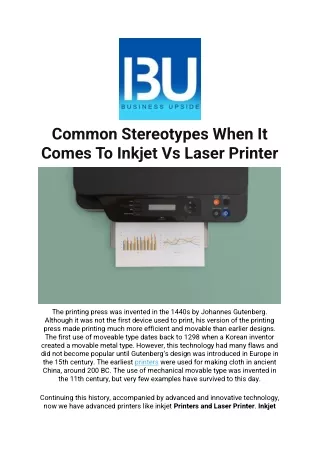 Common Stereotypes When It Comes To Inkjet Vs Laser Printer